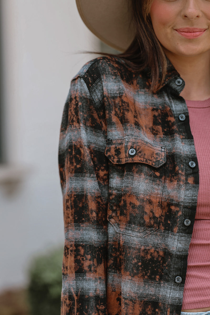 Autumn Daze Bleached Flannel- Black and Grey