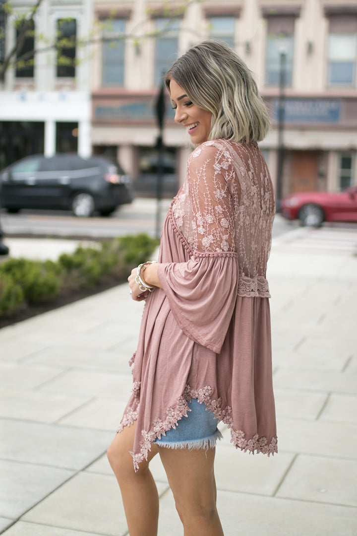 Ariana Lace Detailed Cardigan - Canyon Sand - Barefoot Dreamer