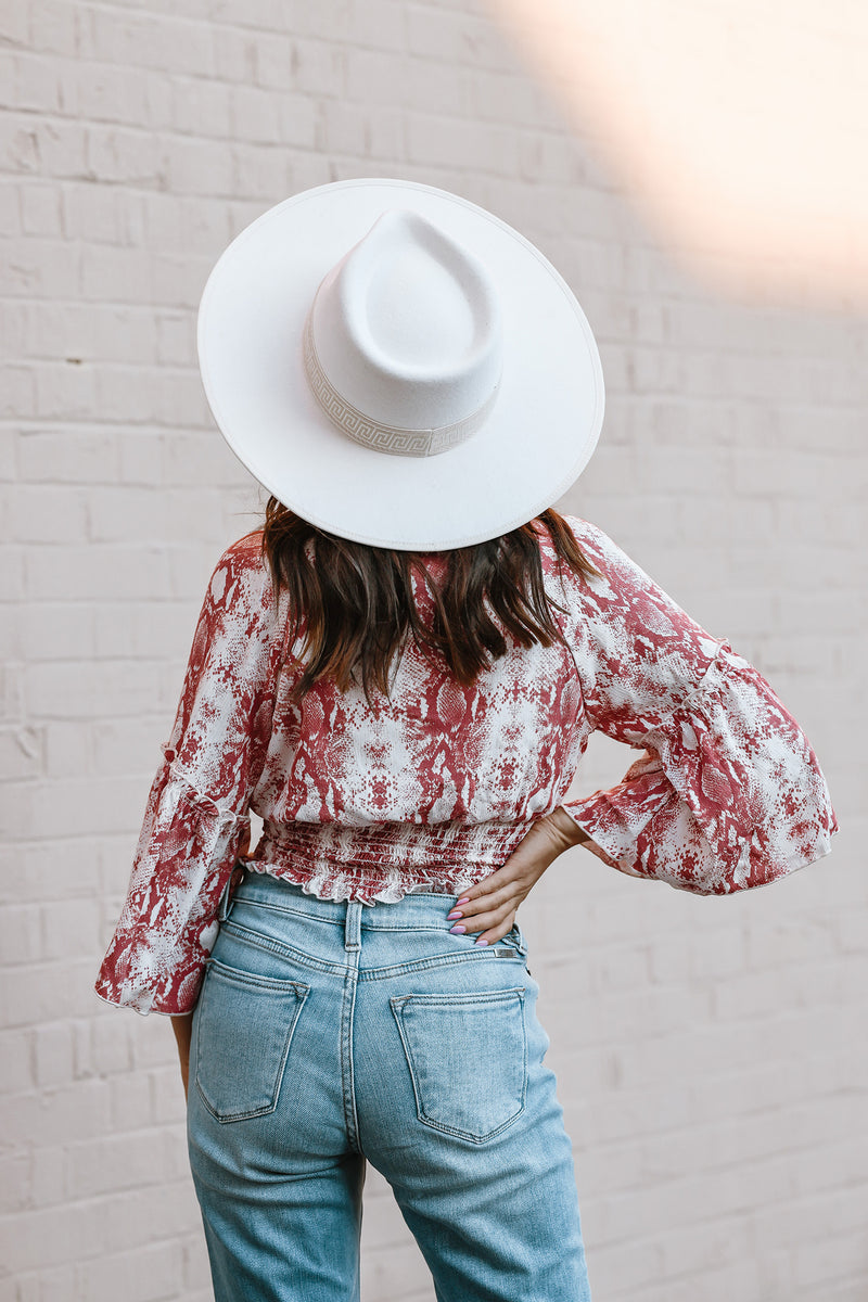 The Milo Boho Rancher Hat with Jacquard Band - White
