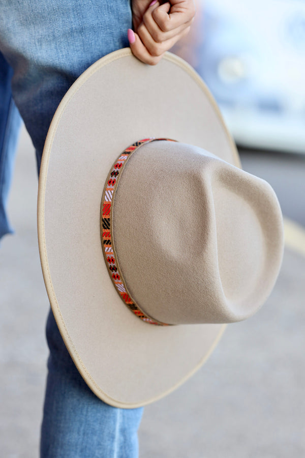 The Denver Boho Rancher Hat with Decorative Band - Beige
