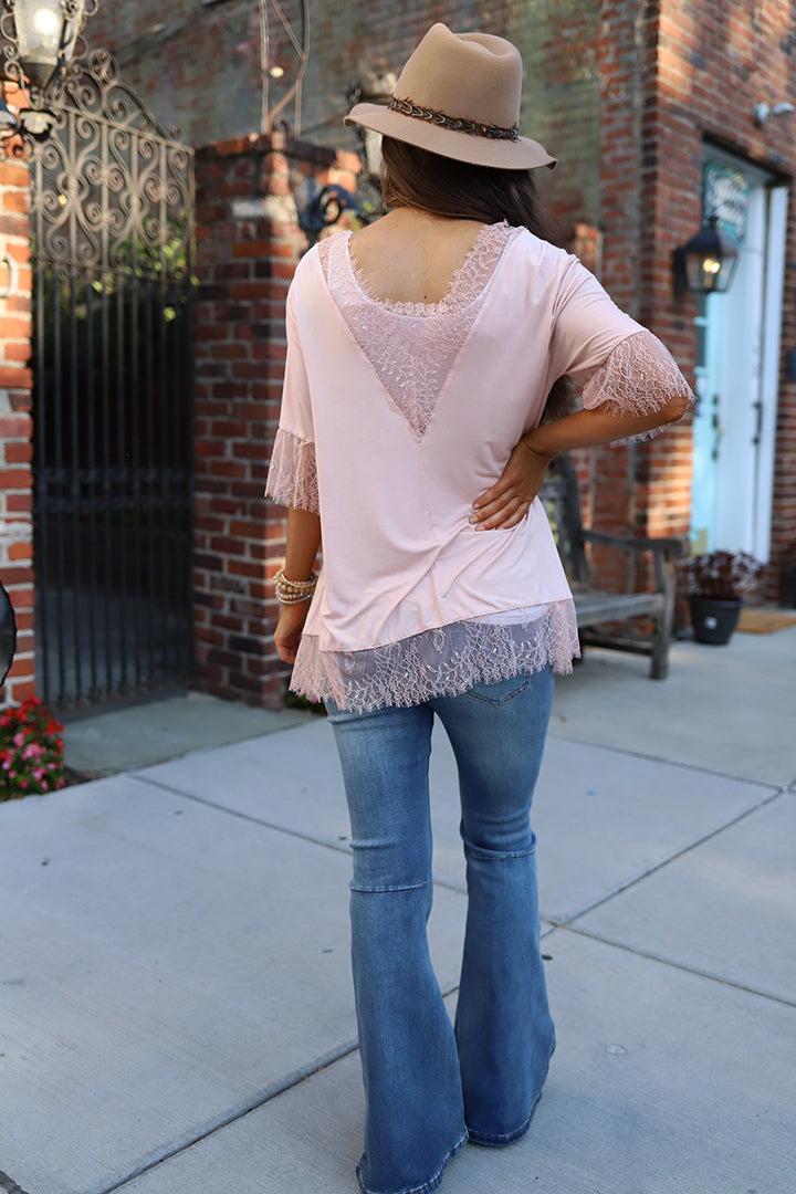 Calla Lace Detail Top  - Dusty Rose - Barefoot Dreamer