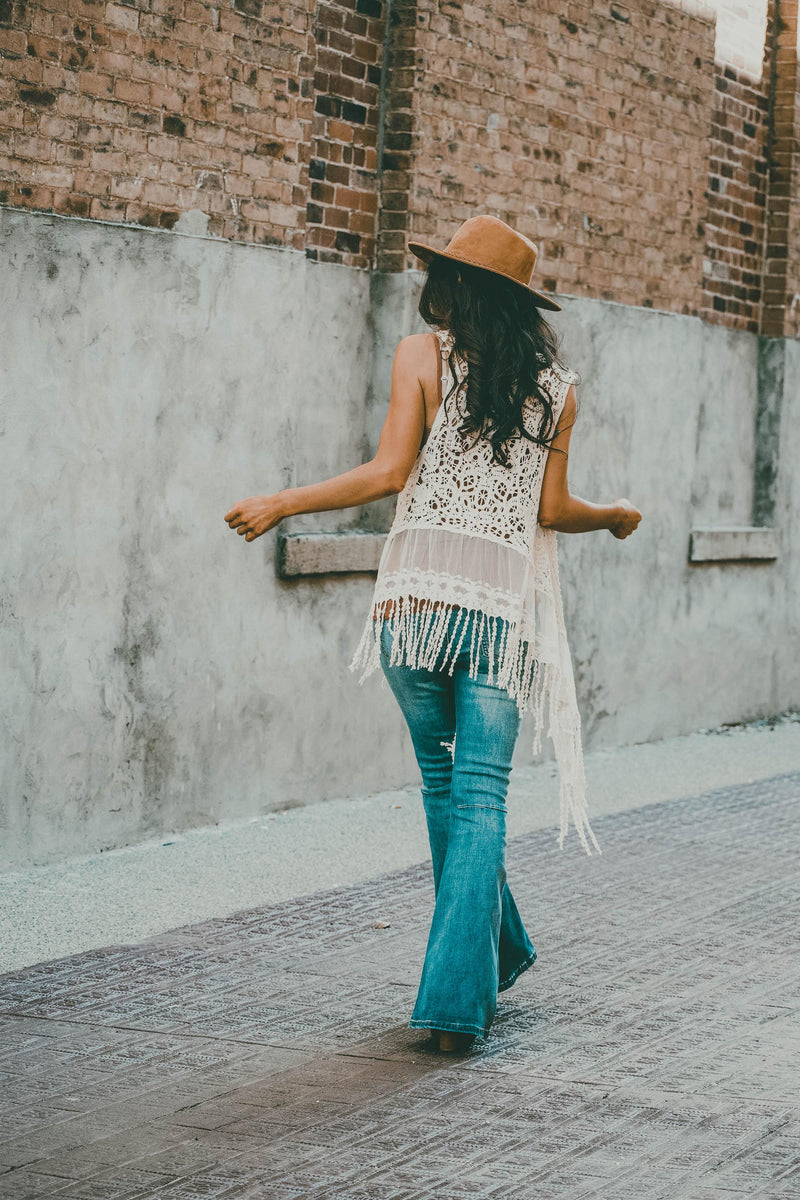 Amara Bohemian Crochet Lace Fringe Vest - Barefoot Dreamer