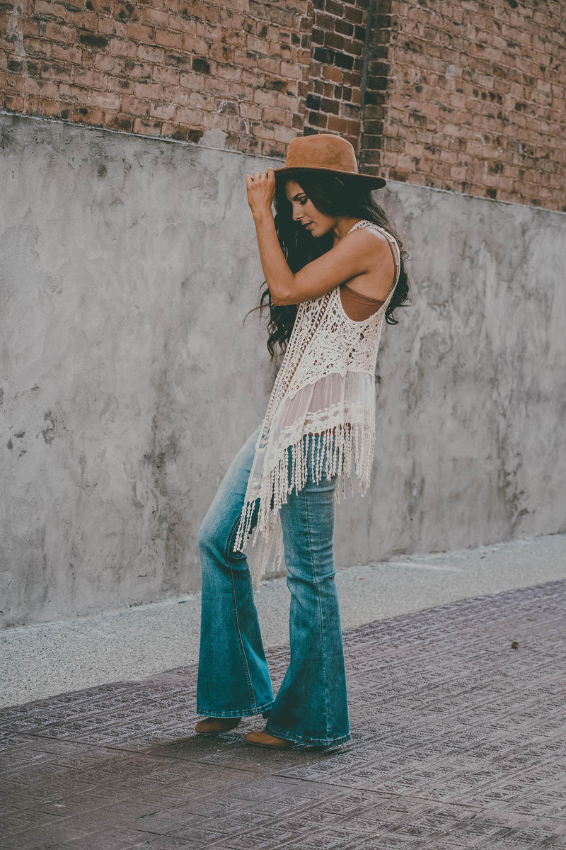 Moody Vibes Stripped Boho Bell Bottoms- Rust *RESTOCKED* – Wild