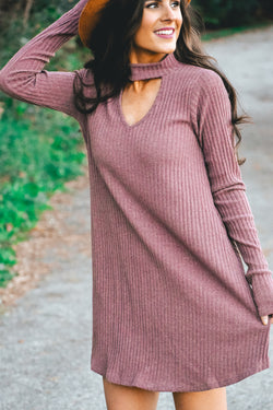 Addison Ribbed Choker Dress - Marsala - Barefoot Dreamer