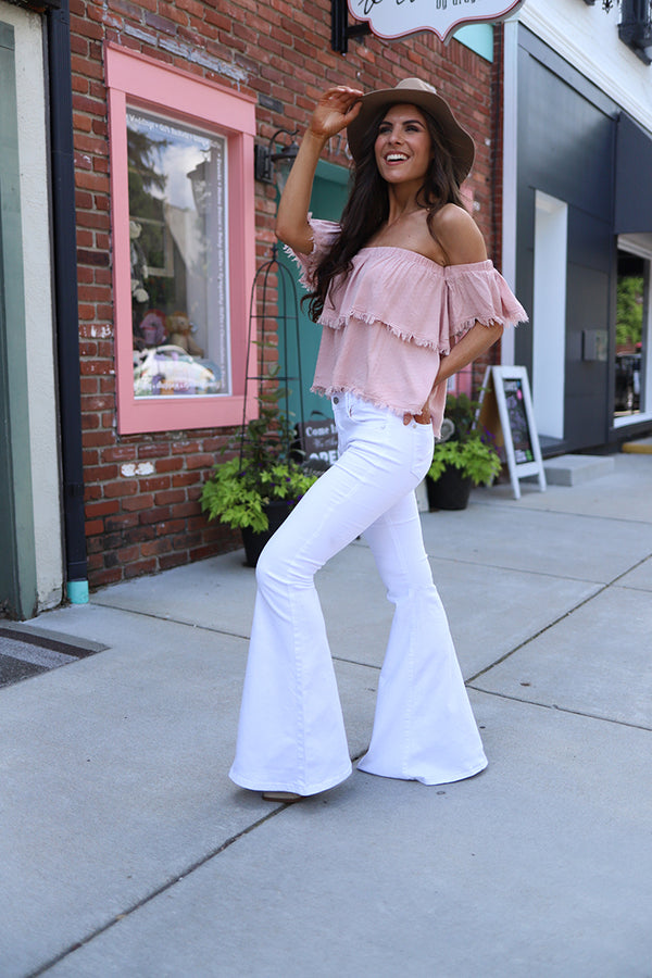 Free Your Soul White Judy Blue Bell Bottom Jeans - Barefoot Dreamer