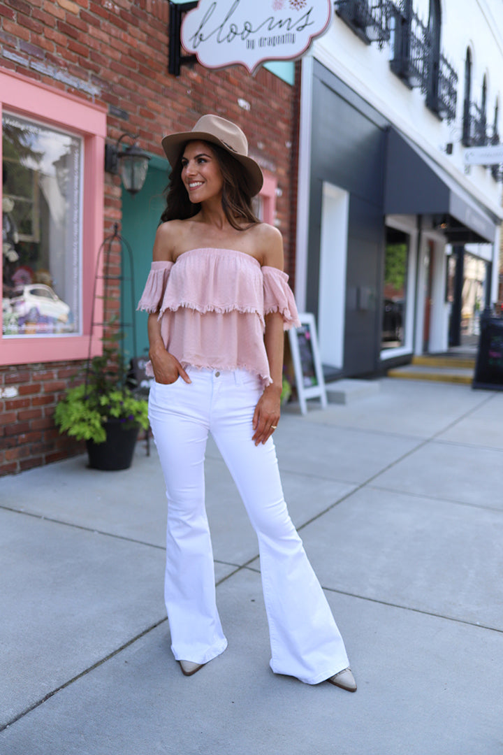 Free Your Soul White Judy Blue Bell Bottom Jeans - Barefoot Dreamer