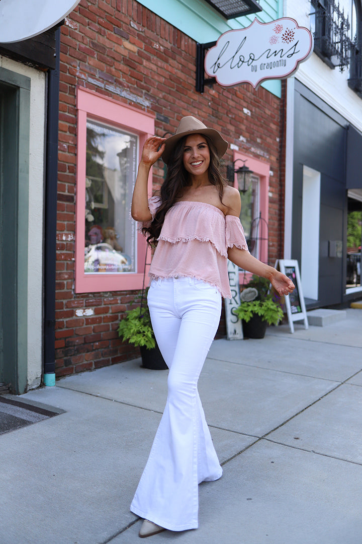 Free Your Soul White Judy Blue Bell Bottom Jeans - Barefoot Dreamer