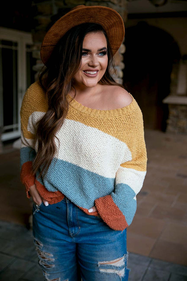 Weekend Vibes Cotton Colorblock Sweater - Barefoot Dreamer
