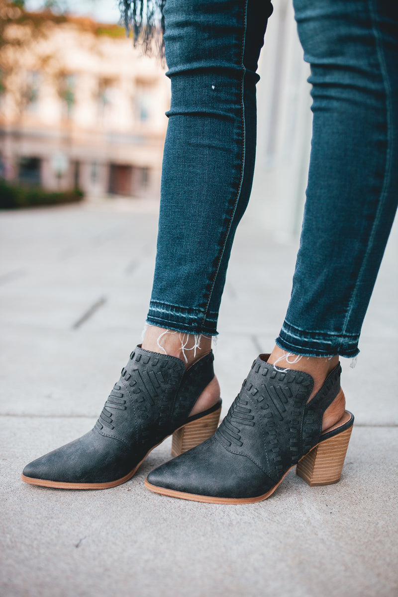 Ryder Slingback Suede Booties - Charcoal - Barefoot Dreamer