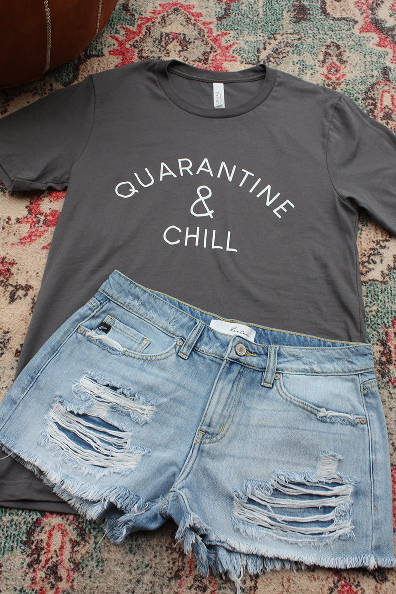 Quarantine and Chill Graphic Tee - Grey - Barefoot Dreamer