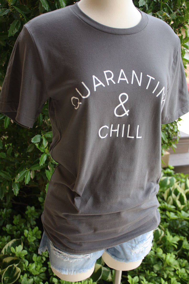 Quarantine and Chill Graphic Tee - Grey - Barefoot Dreamer