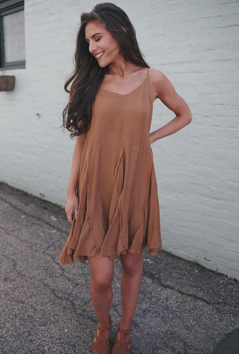 Evie Sleeveless Flare Dress - Camel - Barefoot Dreamer