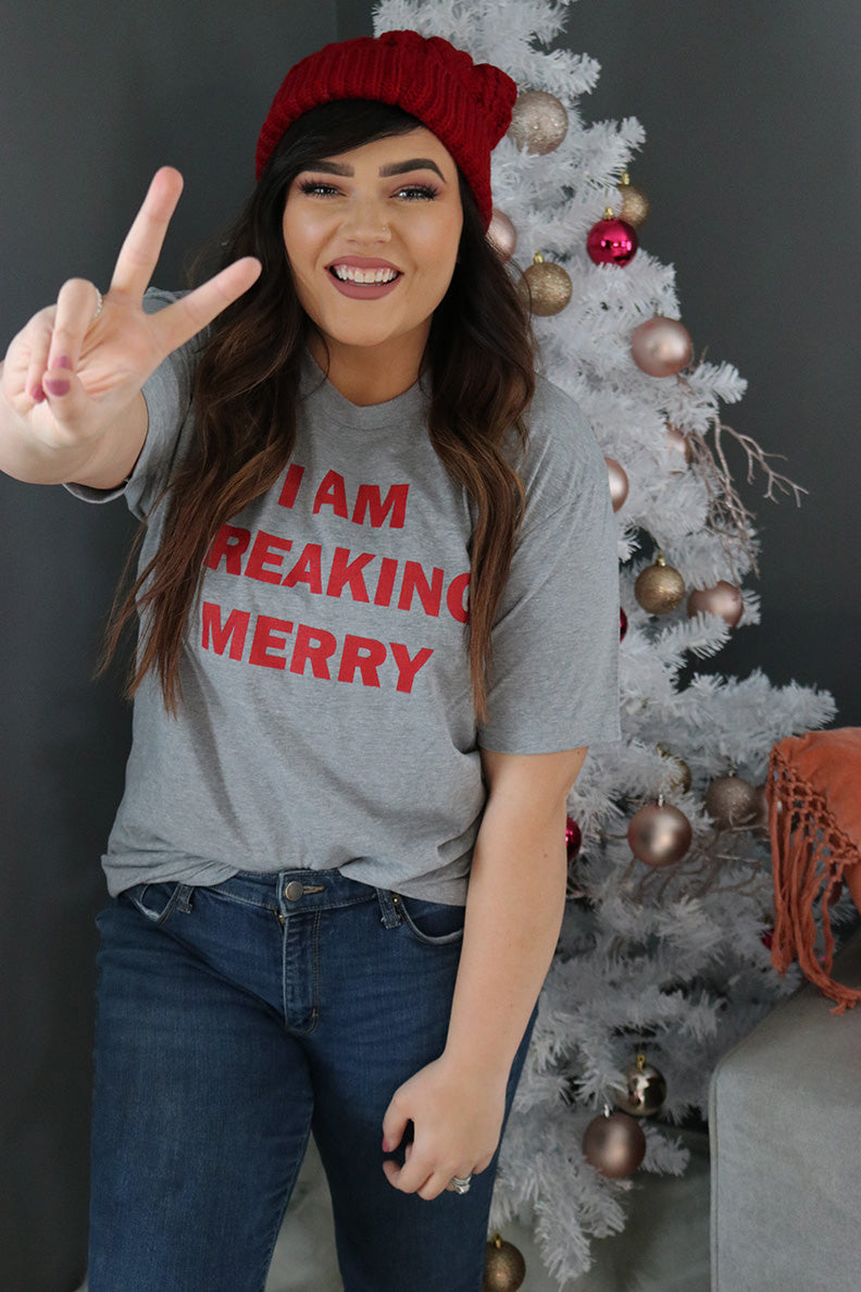 I Am Freaking Merry Holiday Graphic Tee - Barefoot Dreamer