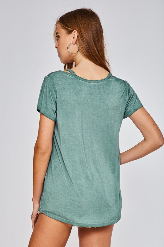 Lydia Cut Out Short Sleeve Knit Top - Mint - Barefoot Dreamer