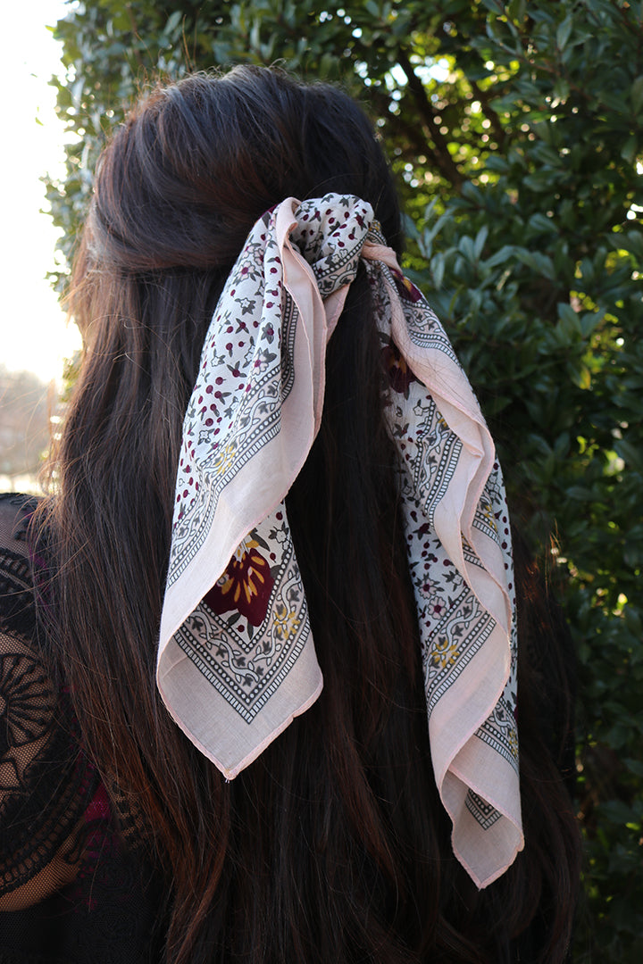 Floral Print Bandana Necktie / Hair Scarf - Barefoot Dreamer