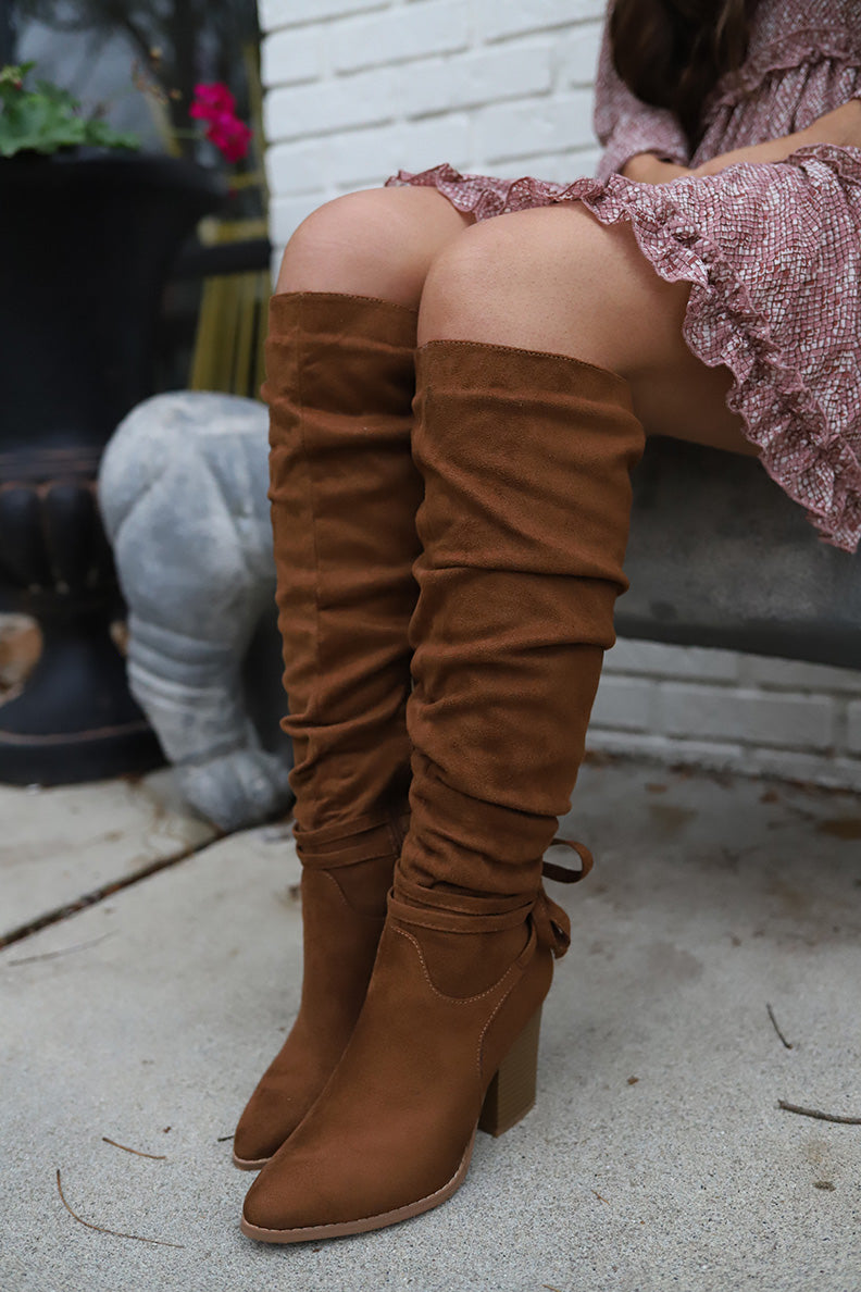 high knee heels