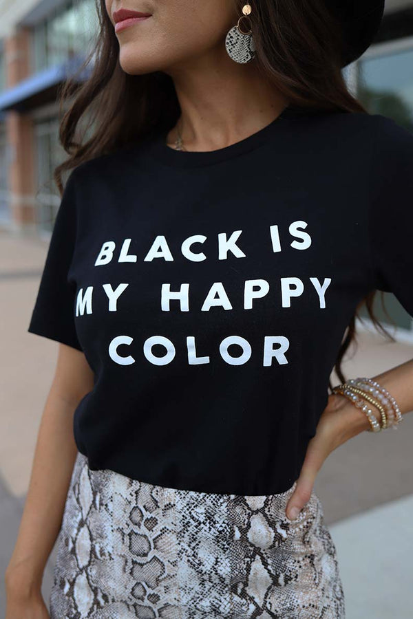 Black Is My Happy Color Graphic Tee