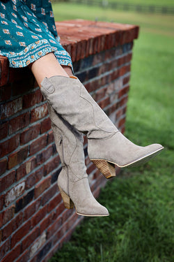 Nashville Nights Western Chic Suede Boot - Beige