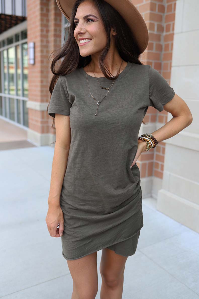 ruched t shirt dress