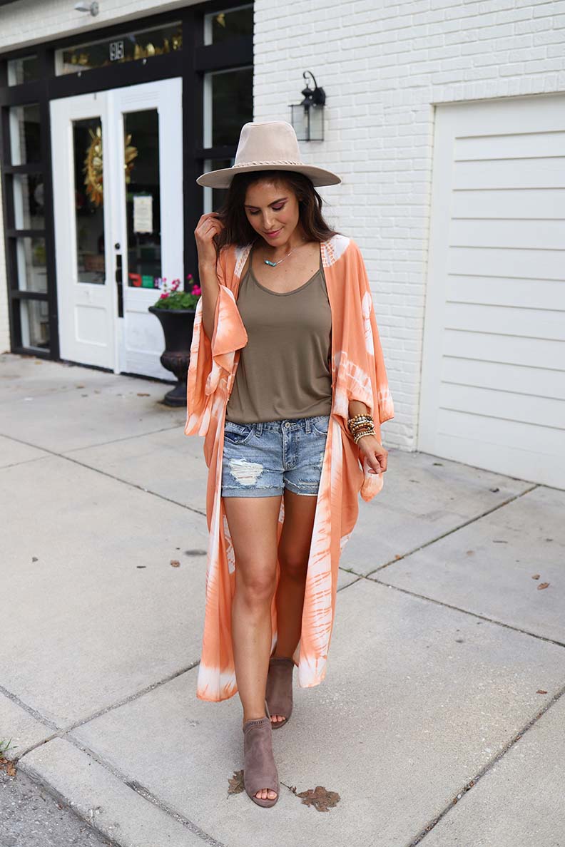 Moondance Tie Dye Kimono Duster - Clay