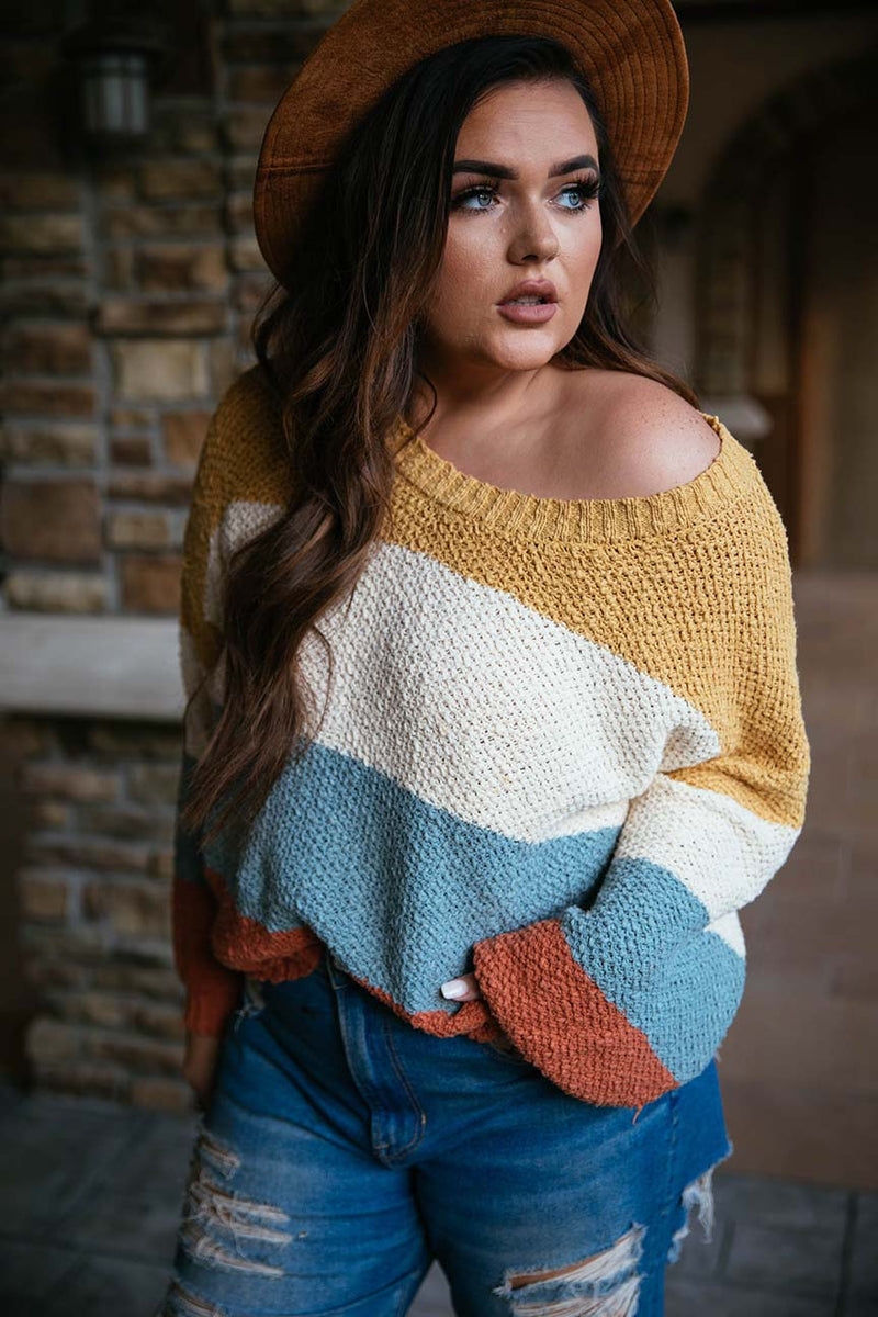 Weekend Vibes Cotton Colorblock Sweater - Barefoot Dreamer