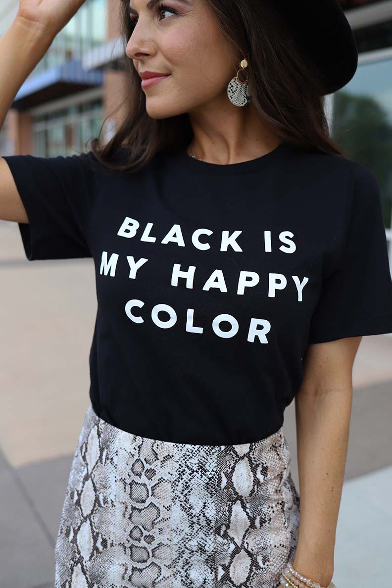 Black Is My Happy Color Graphic Tee