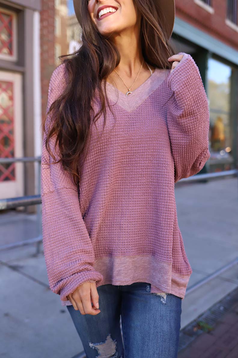 Jessa Waffle Knit Open Back Top - Barefoot Dreamer