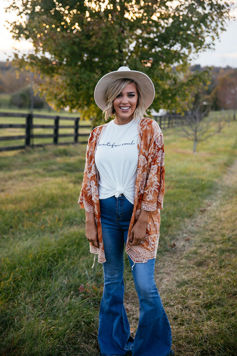Beautiful Soul Long Sleeved Embroidery Tee - Barefoot Dreamer