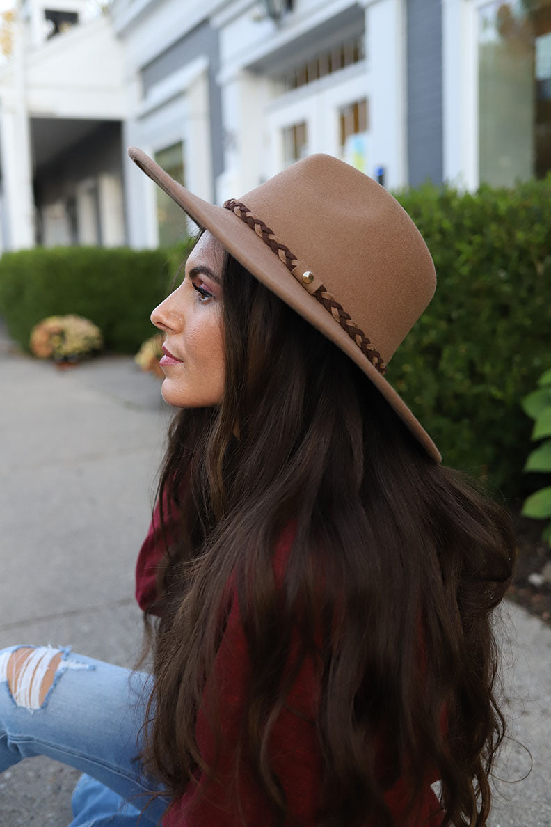 The Devon Wool Panama Hat With Braided Accent-  Pecan
