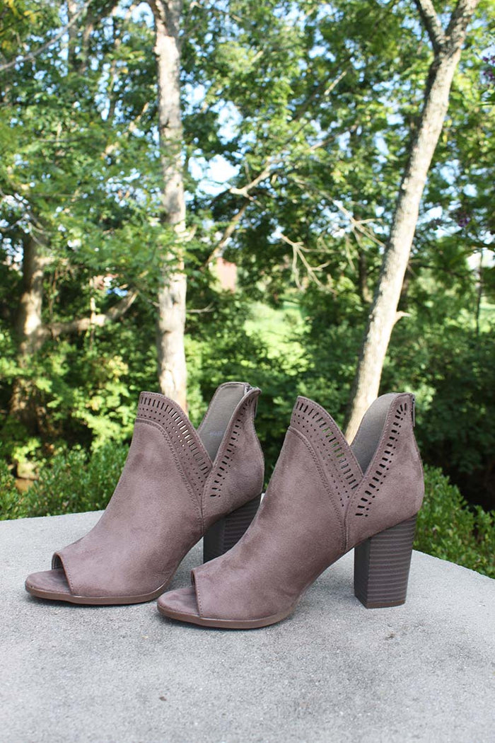 Wedge Toe Ankle Booties Tan Open Toe Booties Kiara Side Slit Peep