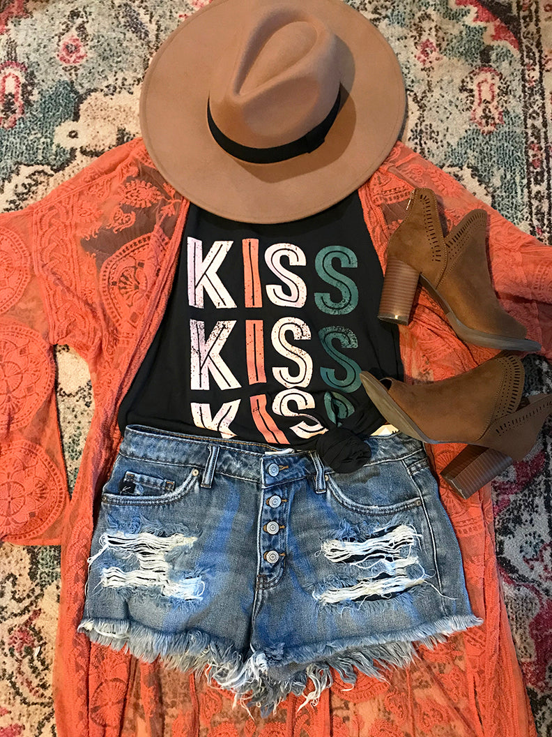 Cali Dreamin' Distressed Mid-rise Kancan Shorts - Medium Wash - Barefoot Dreamer
