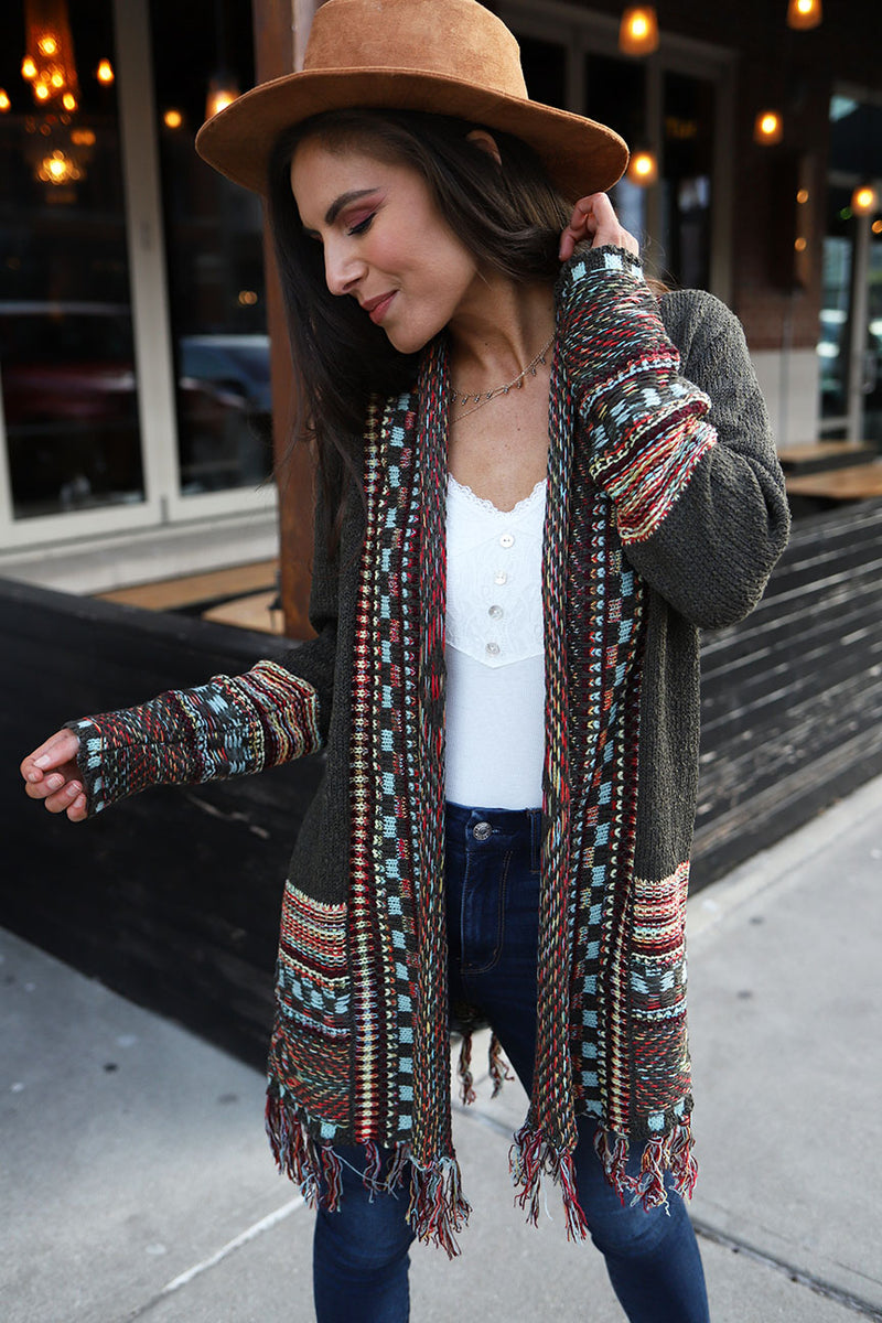 Tassel shop fringe cardigan