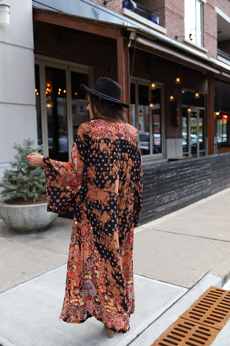 Talia Bohemian Bell Sleeve Duster Kimono - Barefoot Dreamer