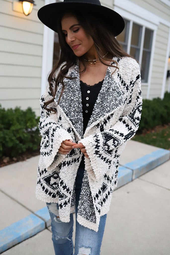 Cardigan aztec print sale