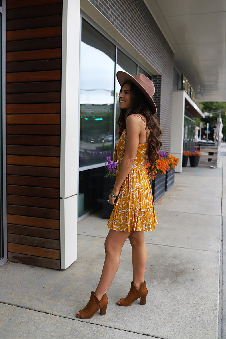 Dream Chaser Mustard Yellow Floral Dress – Wild Dreamer
