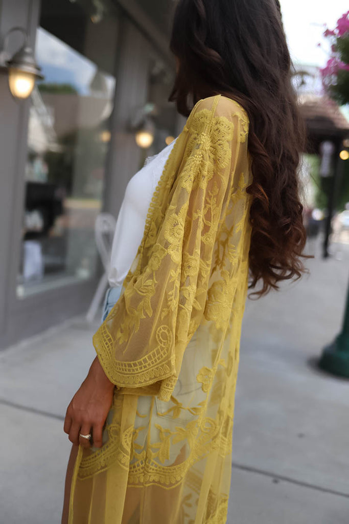 Mustard yellow 2025 lace duster