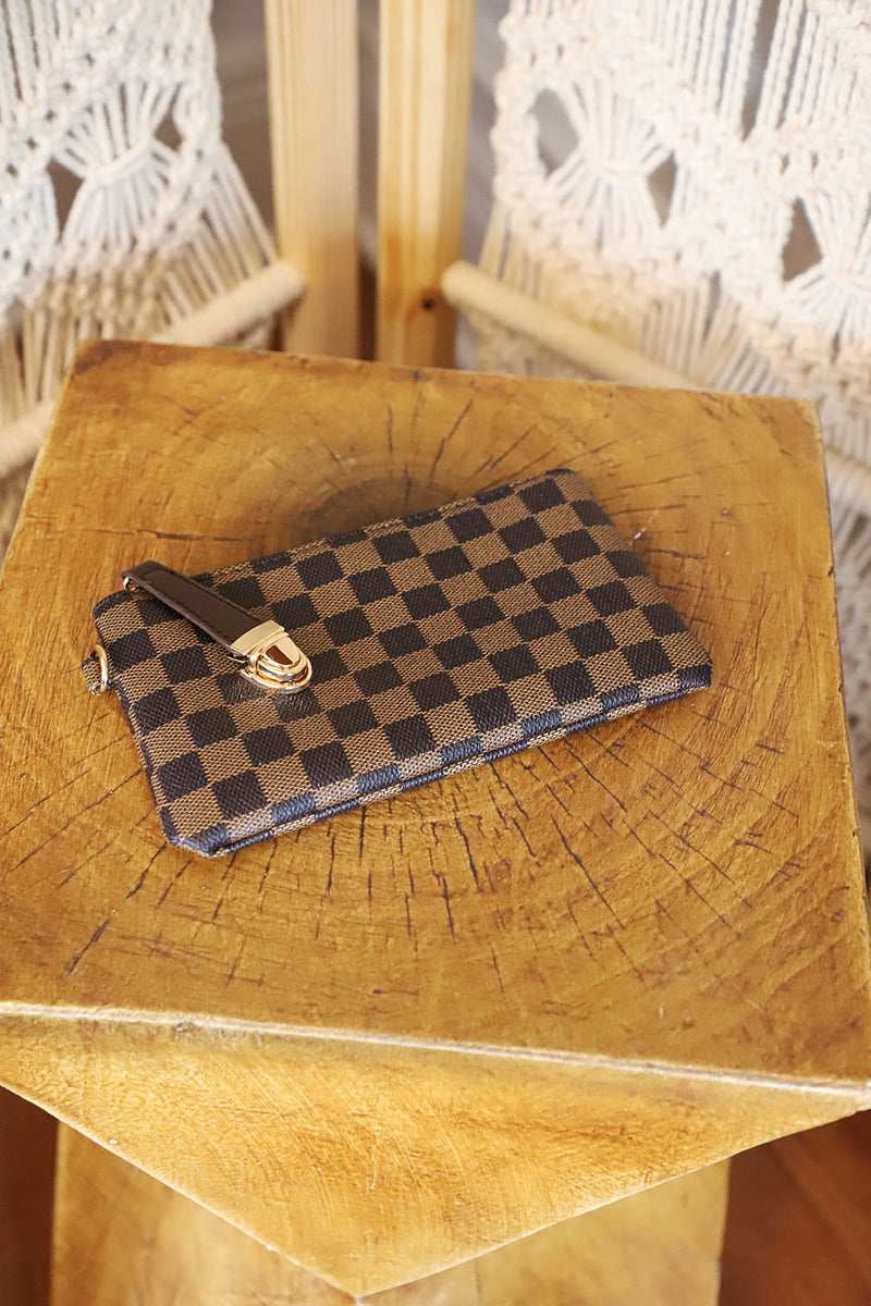 The Luxe Checkered Backpack - Brown